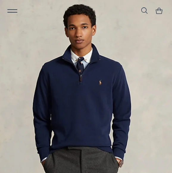 Men's Polo Ralph Lauren Estate Rib Quarter Zip Large - Picture 1 of 10